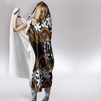 Personalised Cook Islands Rakahanga Hooded Blanket Tiare Maori Polynesian Waves Tattoo