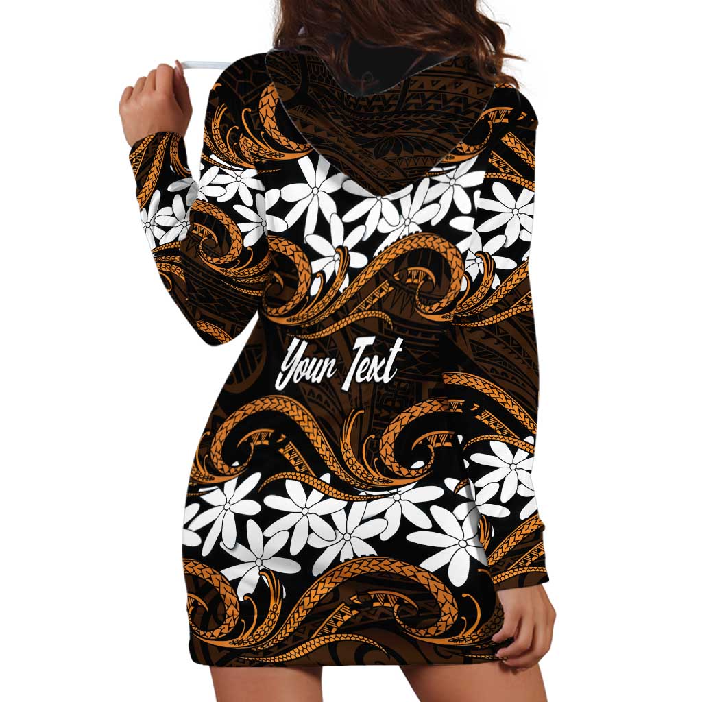 Personalised Cook Islands Rakahanga Hoodie Dress Tiare Maori Polynesian Waves Tattoo LT14 - Polynesian Pride