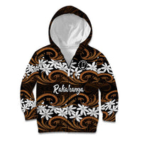 Personalised Cook Islands Rakahanga Kid Hoodie Tiare Maori Polynesian Waves Tattoo
