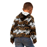 Personalised Cook Islands Rakahanga Kid Hoodie Tiare Maori Polynesian Waves Tattoo