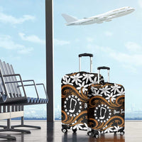 Personalised Cook Islands Rakahanga Luggage Cover Tiare Maori Polynesian Waves Tattoo