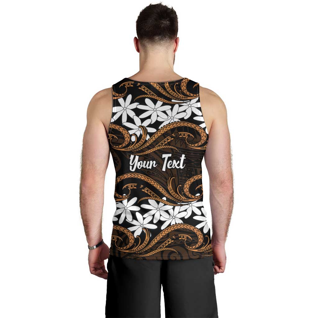 Personalised Cook Islands Rakahanga Men Tank Top Tiare Maori Polynesian Waves Tattoo