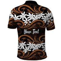 Personalised Cook Islands Rakahanga Polo Shirt Tiare Maori Polynesian Waves Tattoo