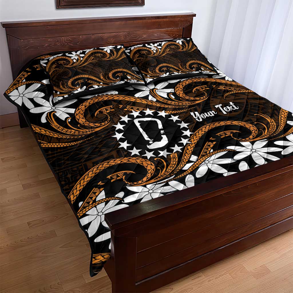 Personalised Cook Islands Rakahanga Quilt Bed Set Tiare Maori Polynesian Waves Tattoo
