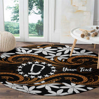 Personalised Cook Islands Rakahanga Round Carpet Tiare Maori Polynesian Waves Tattoo