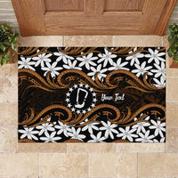 Personalised Cook Islands Rakahanga Rubber Doormat Tiare Maori Polynesian Waves Tattoo LT14 Orange - Polynesian Pride