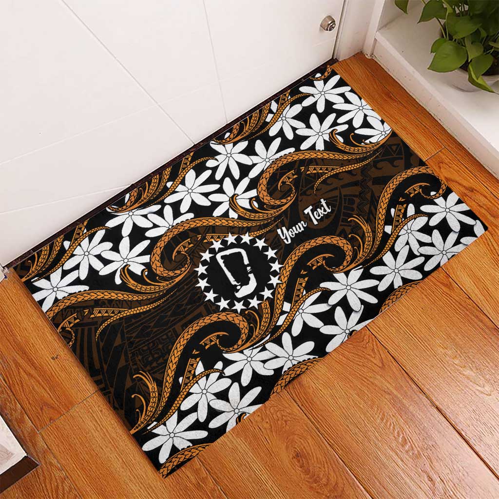 Personalised Cook Islands Rakahanga Rubber Doormat Tiare Maori Polynesian Waves Tattoo LT14 - Polynesian Pride