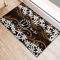 Personalised Cook Islands Rakahanga Rubber Doormat Tiare Maori Polynesian Waves Tattoo LT14 - Polynesian Pride