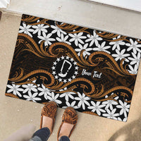 Personalised Cook Islands Rakahanga Rubber Doormat Tiare Maori Polynesian Waves Tattoo LT14 - Polynesian Pride