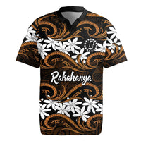 Personalised Cook Islands Rakahanga Rugby Jersey Tiare Maori Polynesian Waves Tattoo