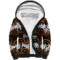 Personalised Cook Islands Rakahanga Sherpa Hoodie Tiare Maori Polynesian Waves Tattoo LT14 Unisex Orange - Polynesian Pride