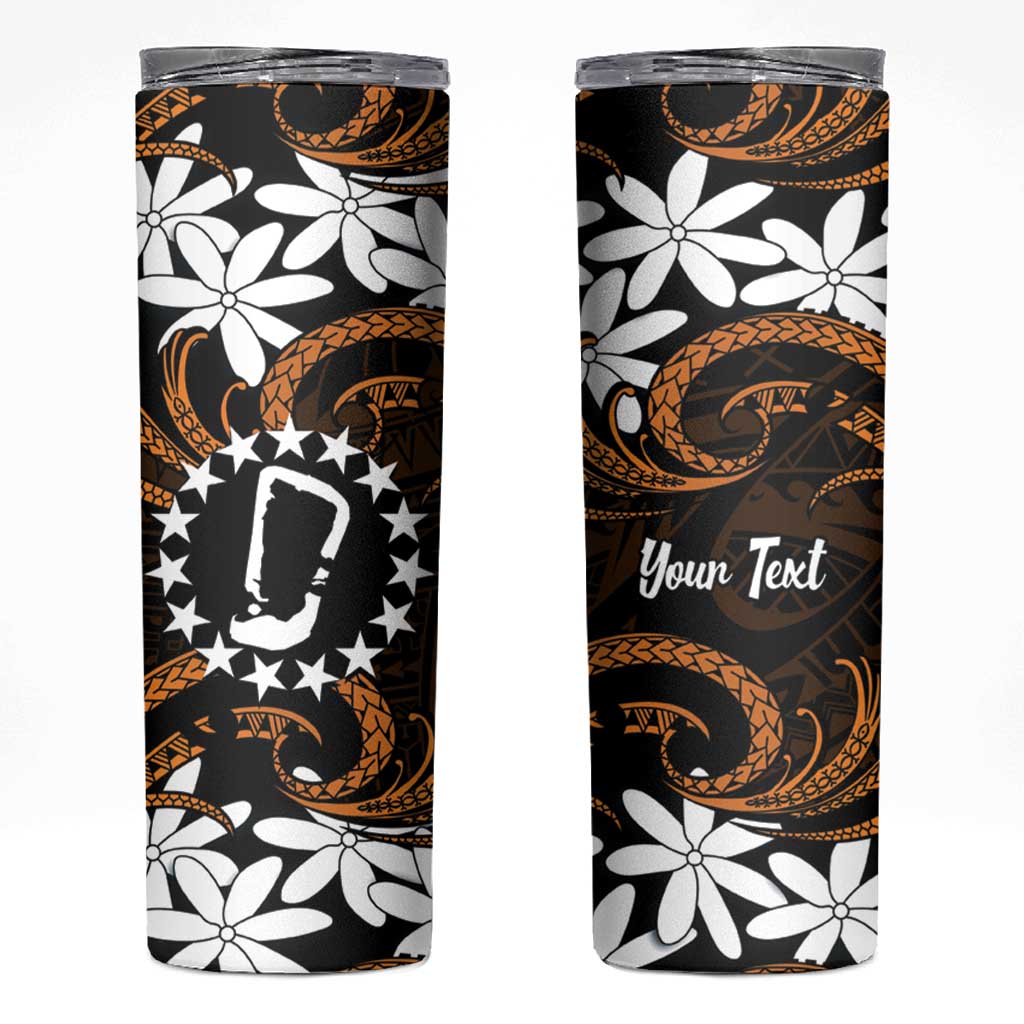 Personalised Cook Islands Rakahanga Skinny Tumbler Tiare Maori Polynesian Waves Tattoo