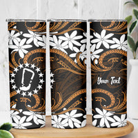 Personalised Cook Islands Rakahanga Skinny Tumbler Tiare Maori Polynesian Waves Tattoo LT14 - Polynesian Pride
