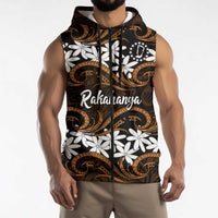 Personalised Cook Islands Rakahanga Sleeveless Zip Hoodie Tiare Maori Polynesian Waves Tattoo LT14 - Polynesian Pride