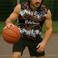 Personalised Cook Islands Rakahanga Sleeveless Zip Hoodie Tiare Maori Polynesian Waves Tattoo LT14 - Polynesian Pride