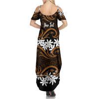 Personalised Cook Islands Rakahanga Summer Maxi Dress Tiare Maori Polynesian Waves Tattoo