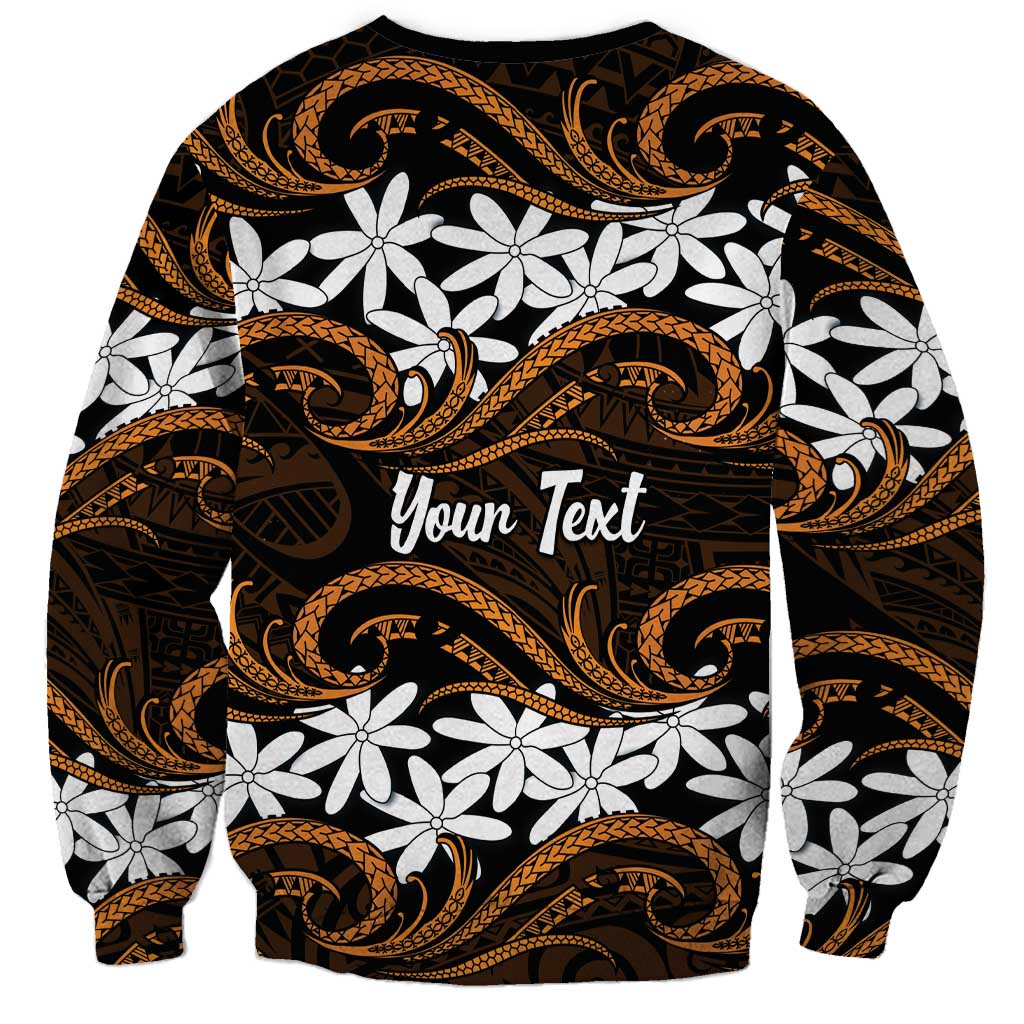 Personalised Cook Islands Rakahanga Sweatshirt Tiare Maori Polynesian Waves Tattoo