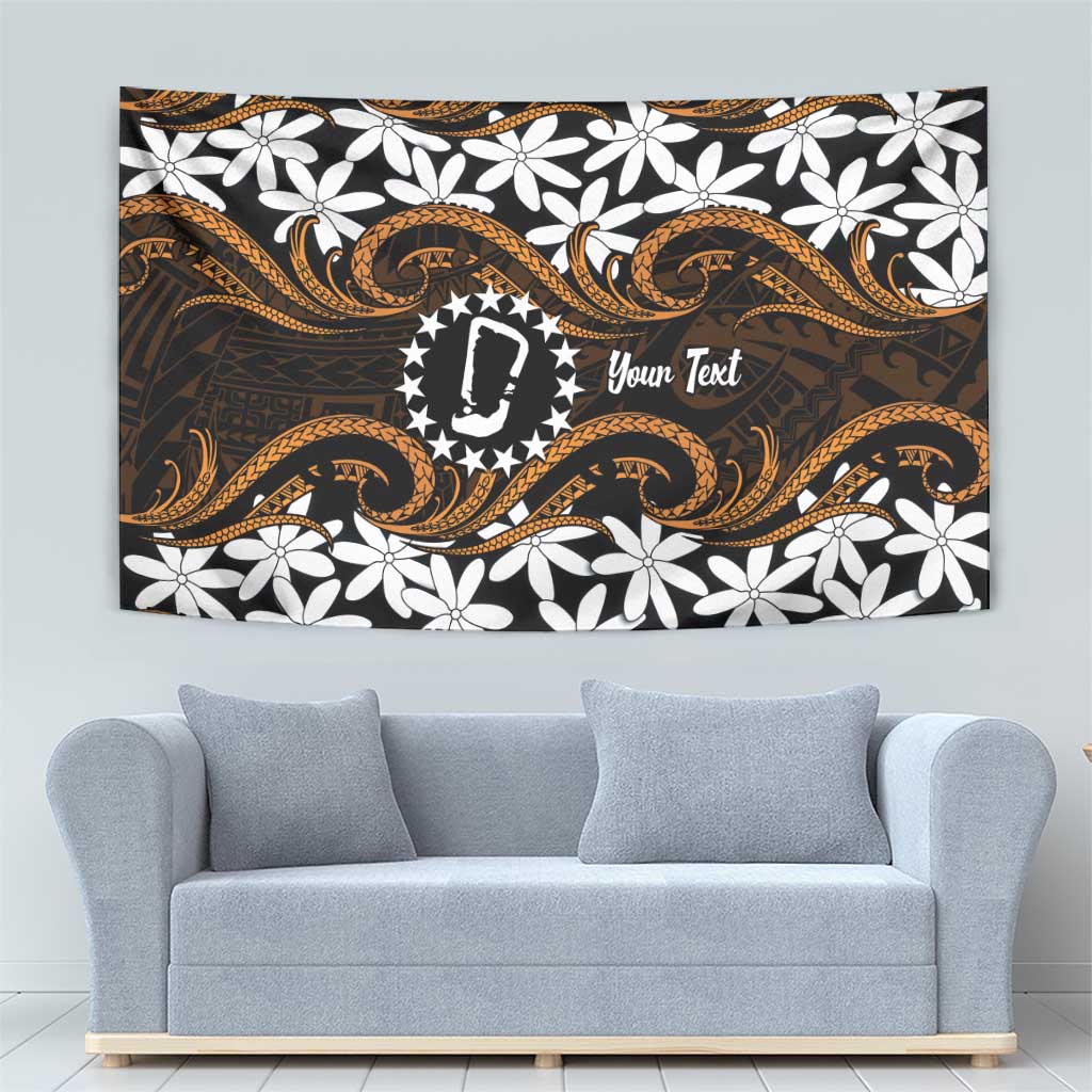 Personalised Cook Islands Rakahanga Tapestry Tiare Maori Polynesian Waves Tattoo