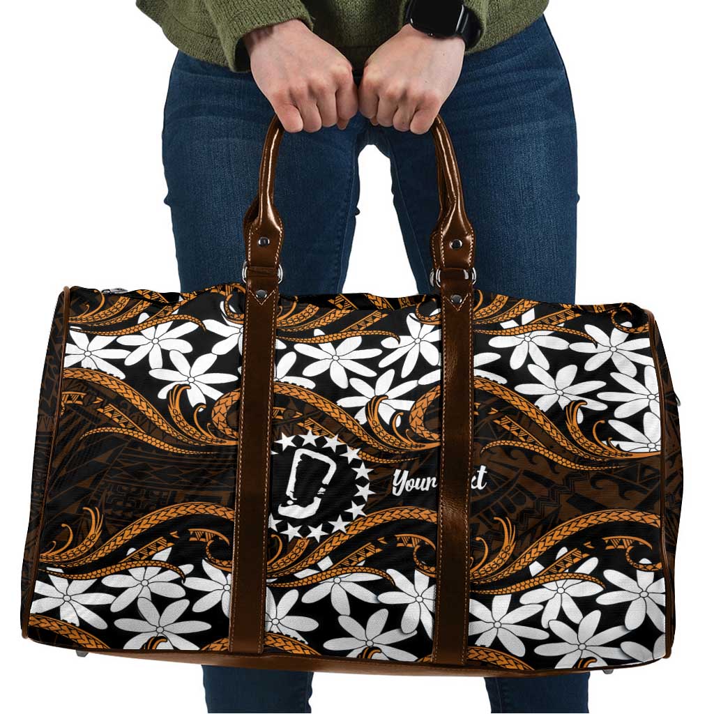 Personalised Cook Islands Rakahanga Travel Bag Tiare Maori Polynesian Waves Tattoo