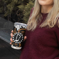 Personalised Cook Islands Rakahanga Tumbler Cup Tiare Maori Polynesian Waves Tattoo
