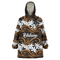 Personalised Cook Islands Rakahanga Wearable Blanket Hoodie Tiare Maori Polynesian Waves Tattoo LT14 One Size Orange - Polynesian Pride