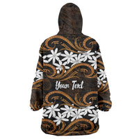 Personalised Cook Islands Rakahanga Wearable Blanket Hoodie Tiare Maori Polynesian Waves Tattoo LT14 - Polynesian Pride