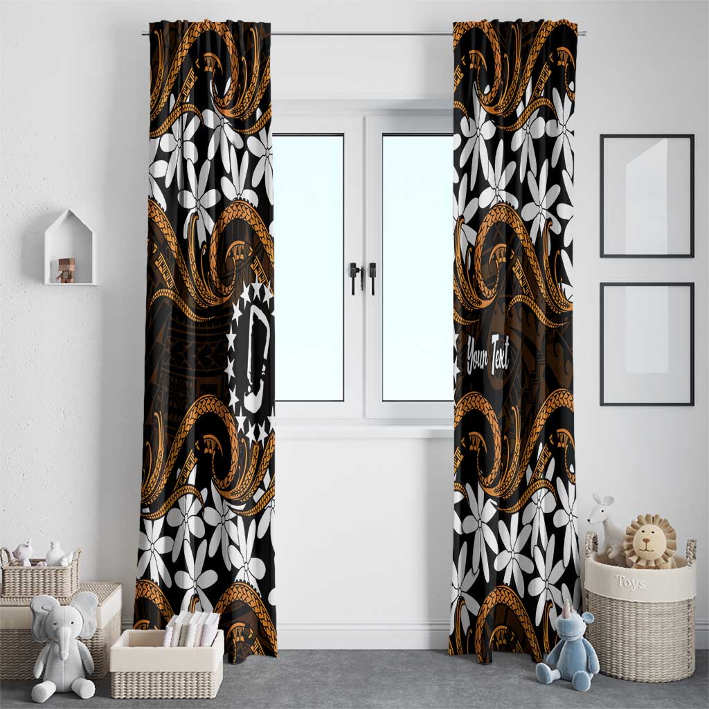 Personalised Cook Islands Rakahanga Window Curtain Tiare Maori Polynesian Waves Tattoo