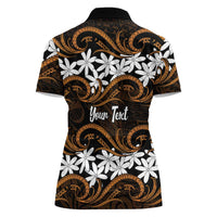 Personalised Cook Islands Rakahanga Women Polo Shirt Tiare Maori Polynesian Waves Tattoo LT14 - Polynesian Pride