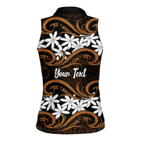Personalised Cook Islands Rakahanga Women Sleeveless Polo Shirt Tiare Maori Polynesian Waves Tattoo LT14 - Polynesian Pride