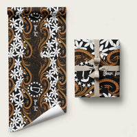 Personalised Cook Islands Rakahanga Wrapping Paper Tiare Maori Polynesian Waves Tattoo LT14 58" × 23" Orange - Polynesian Pride