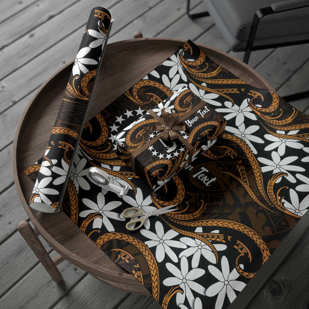 Personalised Cook Islands Rakahanga Wrapping Paper Tiare Maori Polynesian Waves Tattoo LT14 - Polynesian Pride