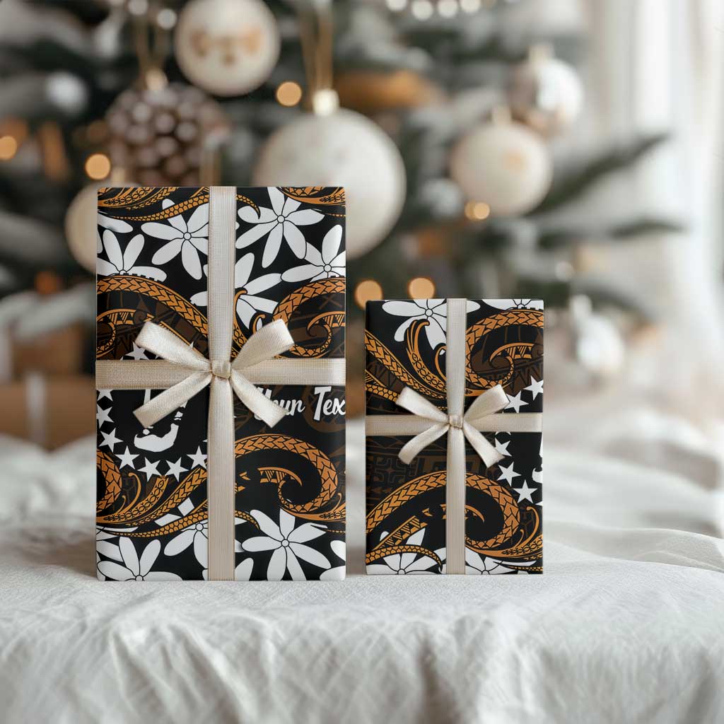 Personalised Cook Islands Rakahanga Wrapping Paper Tiare Maori Polynesian Waves Tattoo LT14 - Polynesian Pride