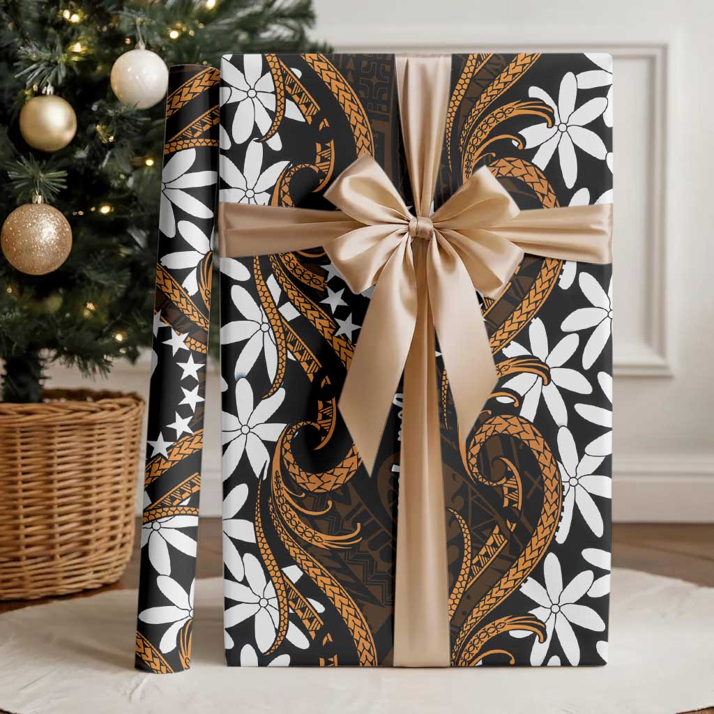 Personalised Cook Islands Rakahanga Wrapping Paper Tiare Maori Polynesian Waves Tattoo LT14 - Polynesian Pride