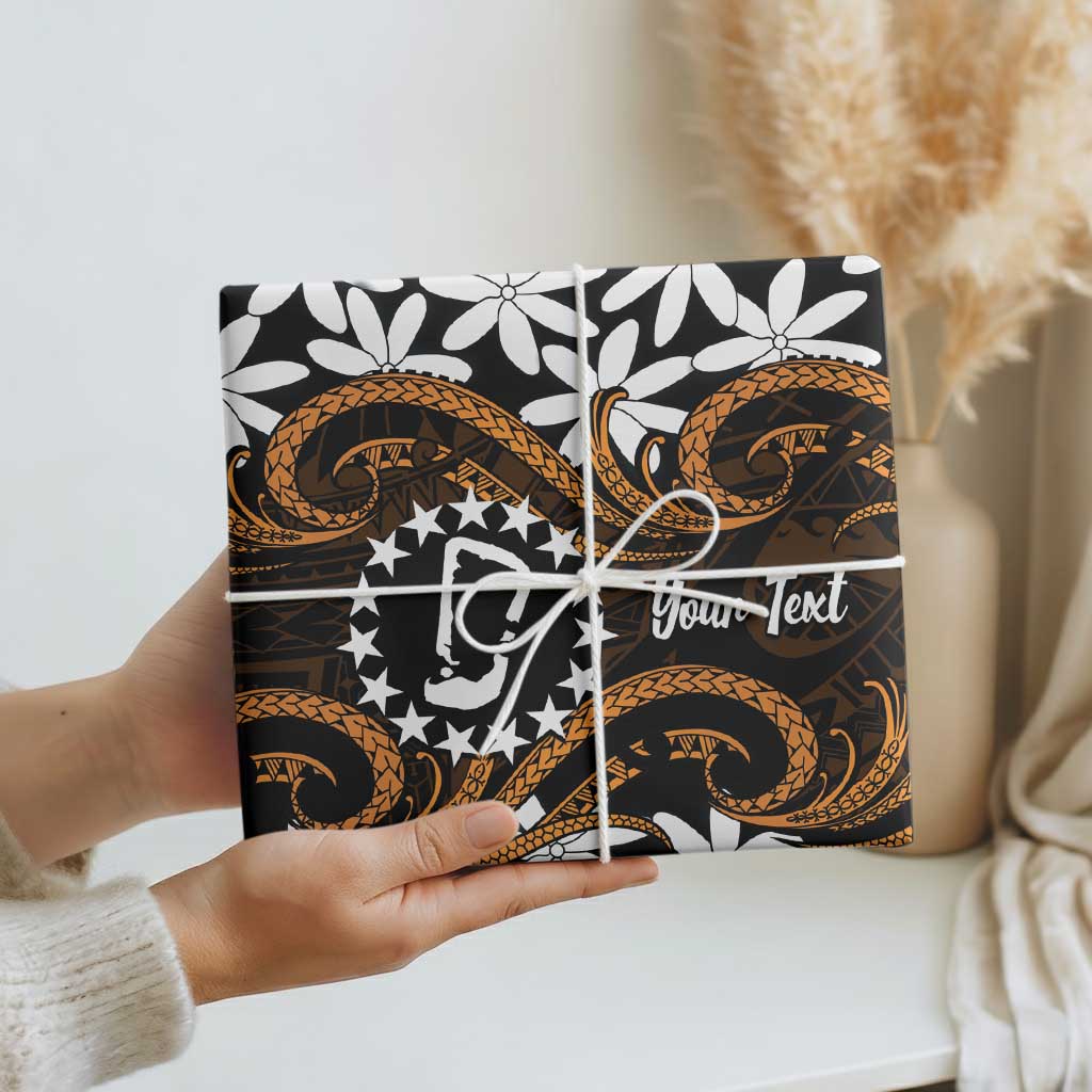 Personalised Cook Islands Rakahanga Wrapping Paper Tiare Maori Polynesian Waves Tattoo LT14 - Polynesian Pride