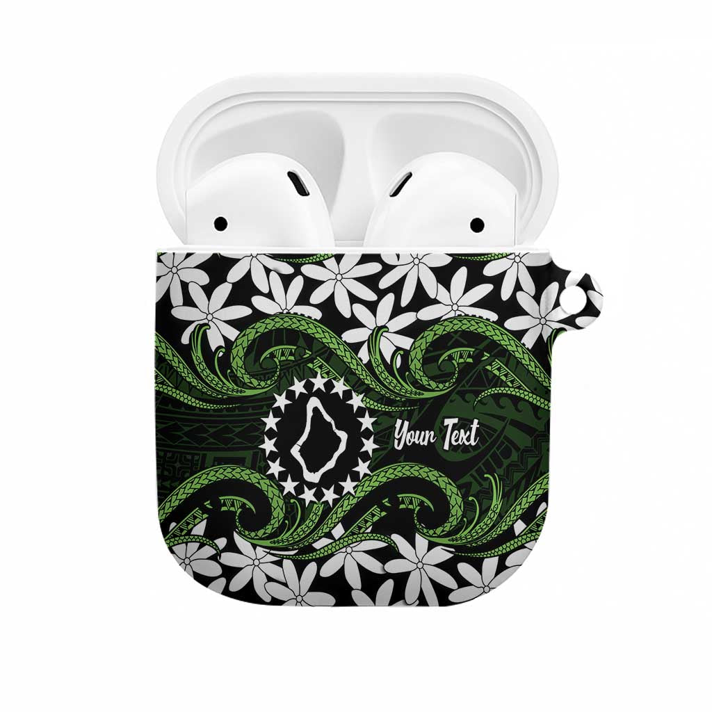 Personalised Cook Islands Palmerston AirPods Case Tiare Maori Polynesian Waves Tattoo