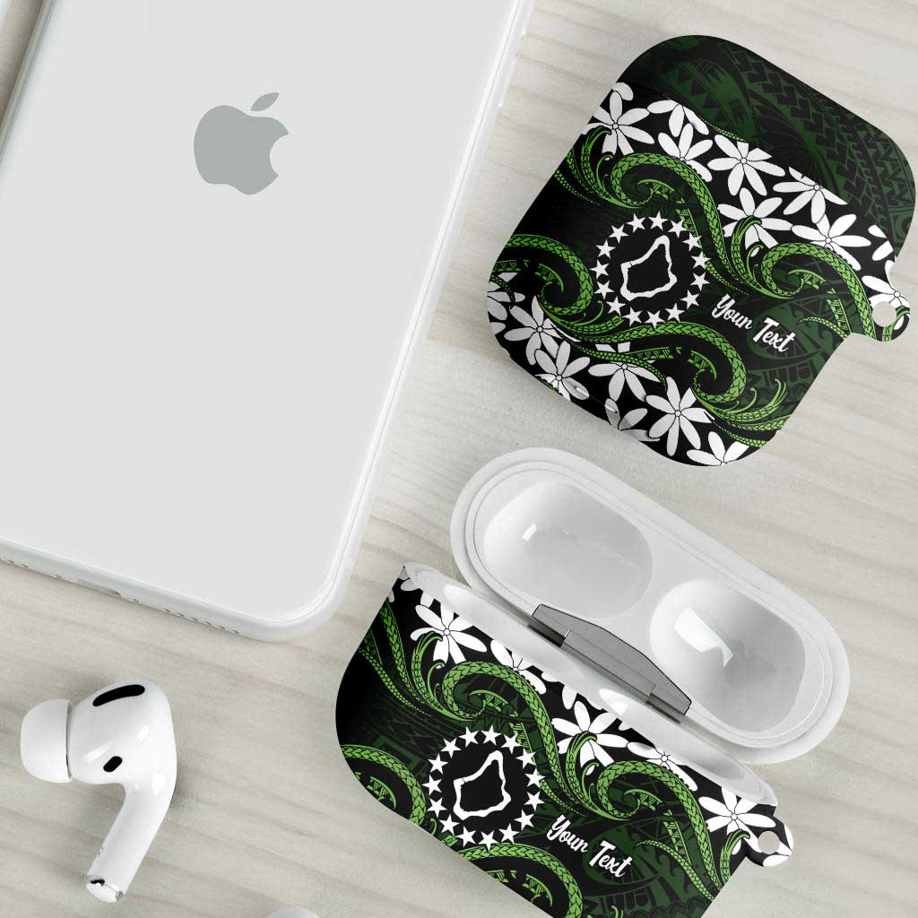 Personalised Cook Islands Palmerston AirPods Case Tiare Maori Polynesian Waves Tattoo