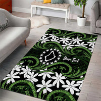 Personalised Cook Islands Palmerston Area Rug Tiare Maori Polynesian Waves Tattoo