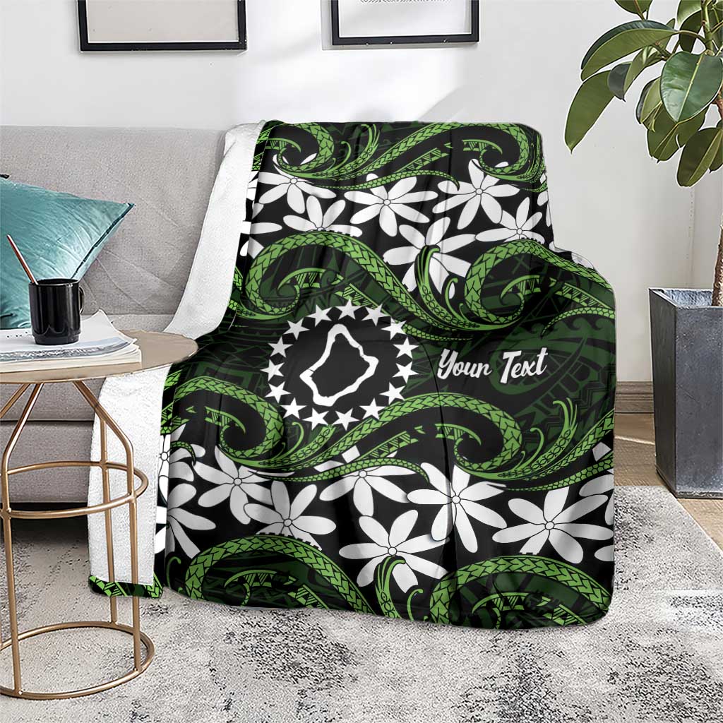 Personalised Cook Islands Palmerston Blanket Tiare Maori Polynesian Waves Tattoo