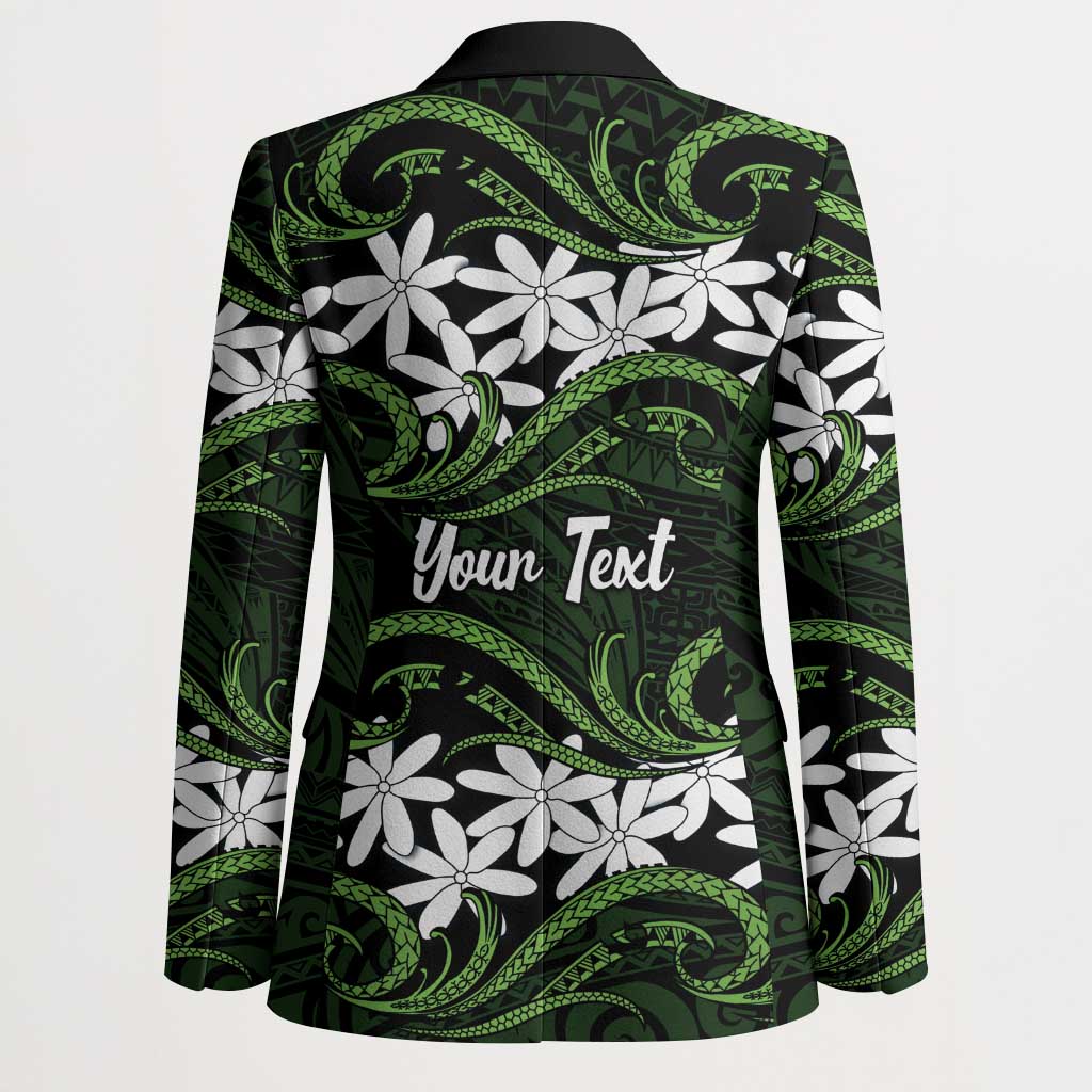 Personalised Cook Islands Palmerston Blazer Tiare Maori Polynesian Waves Tattoo