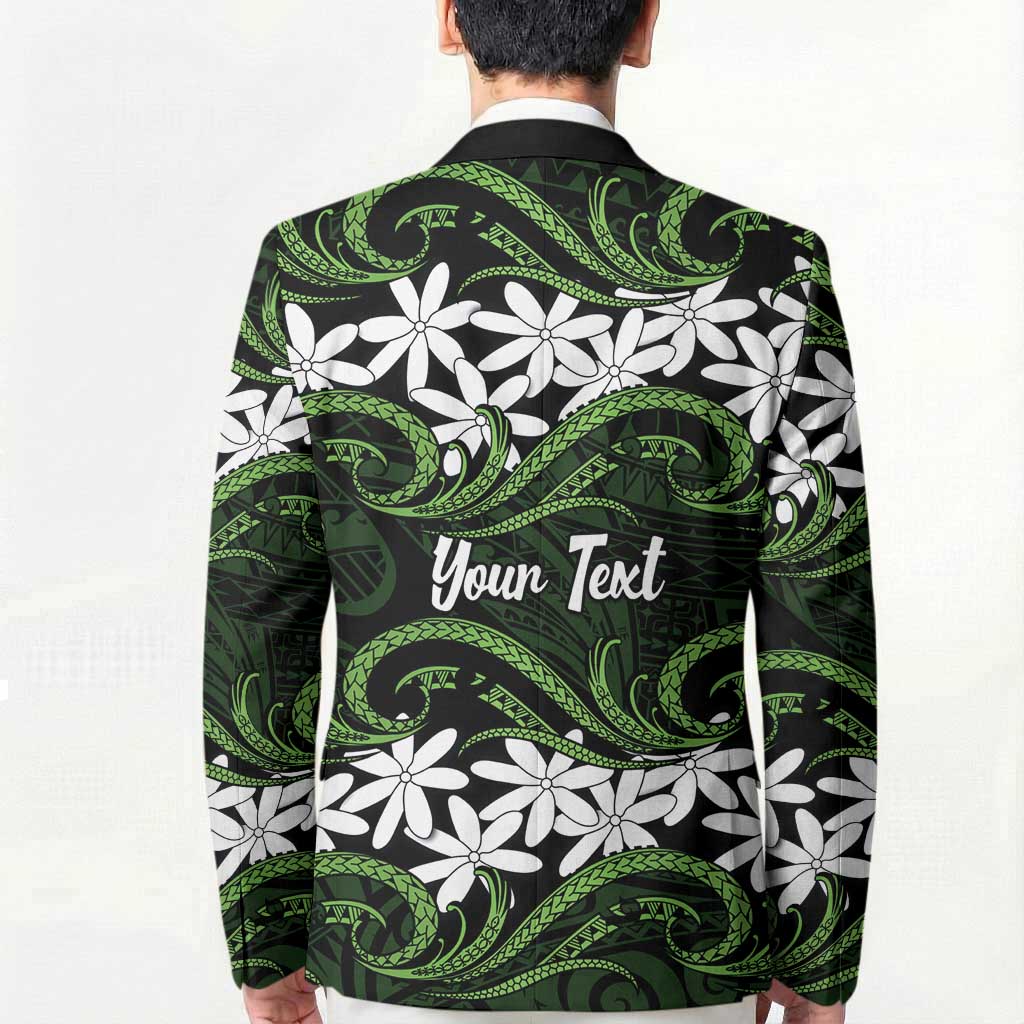 Personalised Cook Islands Palmerston Blazer Tiare Maori Polynesian Waves Tattoo