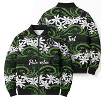 Personalised Cook Islands Palmerston Bomber Puffer Jacket Tiare Maori Polynesian Waves Tattoo