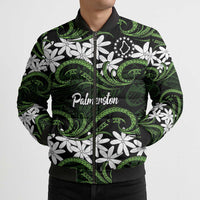 Personalised Cook Islands Palmerston Bomber Puffer Jacket Tiare Maori Polynesian Waves Tattoo