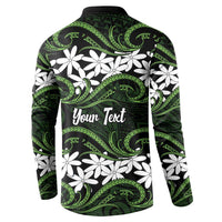 Personalised Cook Islands Palmerston Button Sweatshirt Tiare Maori Polynesian Waves Tattoo