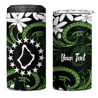 Personalised Cook Islands Palmerston 4 in 1 Can Cooler Tumbler Tiare Maori Polynesian Waves Tattoo LT14 One Size: 16 oz Green - Polynesian Pride
