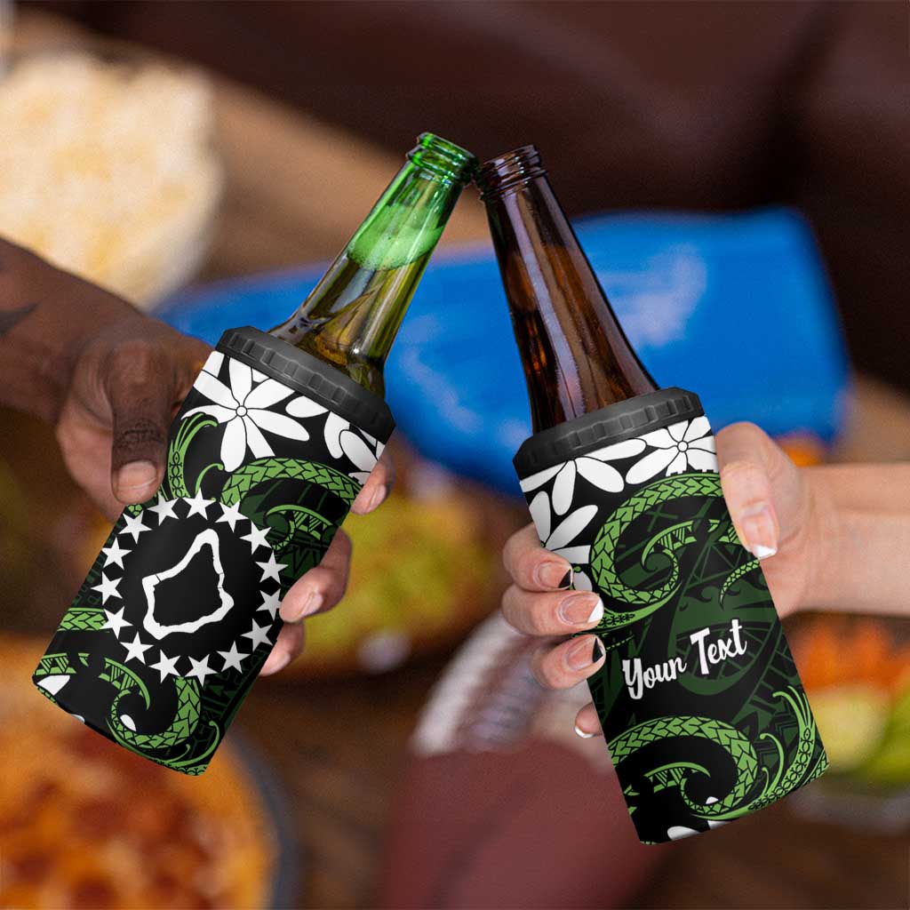 Personalised Cook Islands Palmerston 4 in 1 Can Cooler Tumbler Tiare Maori Polynesian Waves Tattoo LT14 - Polynesian Pride