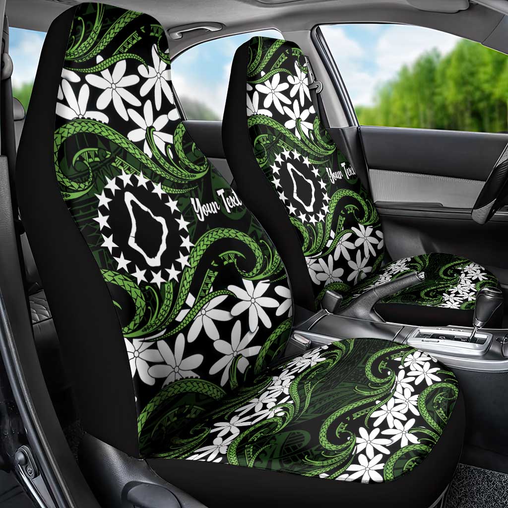 Personalised Cook Islands Palmerston Car Seat Cover Tiare Maori Polynesian Waves Tattoo
