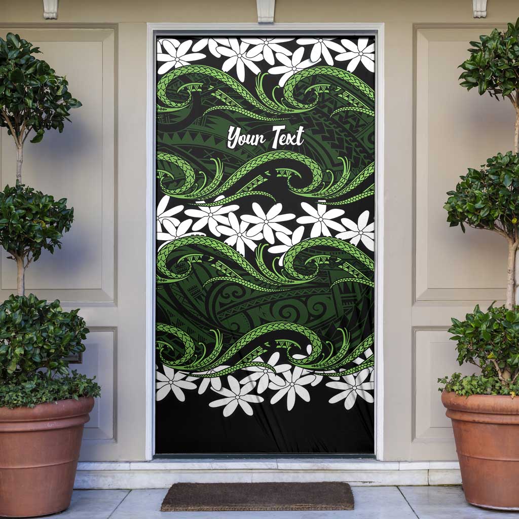 Personalised Cook Islands Palmerston Door Cover Tiare Maori Polynesian Waves Tattoo