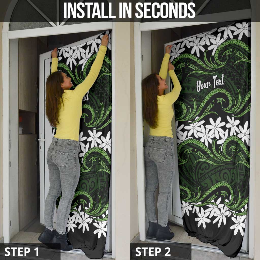 Personalised Cook Islands Palmerston Door Cover Tiare Maori Polynesian Waves Tattoo