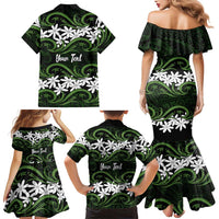 Personalised Cook Islands Palmerston Family Matching Mermaid Dress and Hawaiian Shirt Tiare Maori Polynesian Waves Tattoo LT14 - Polynesian Pride