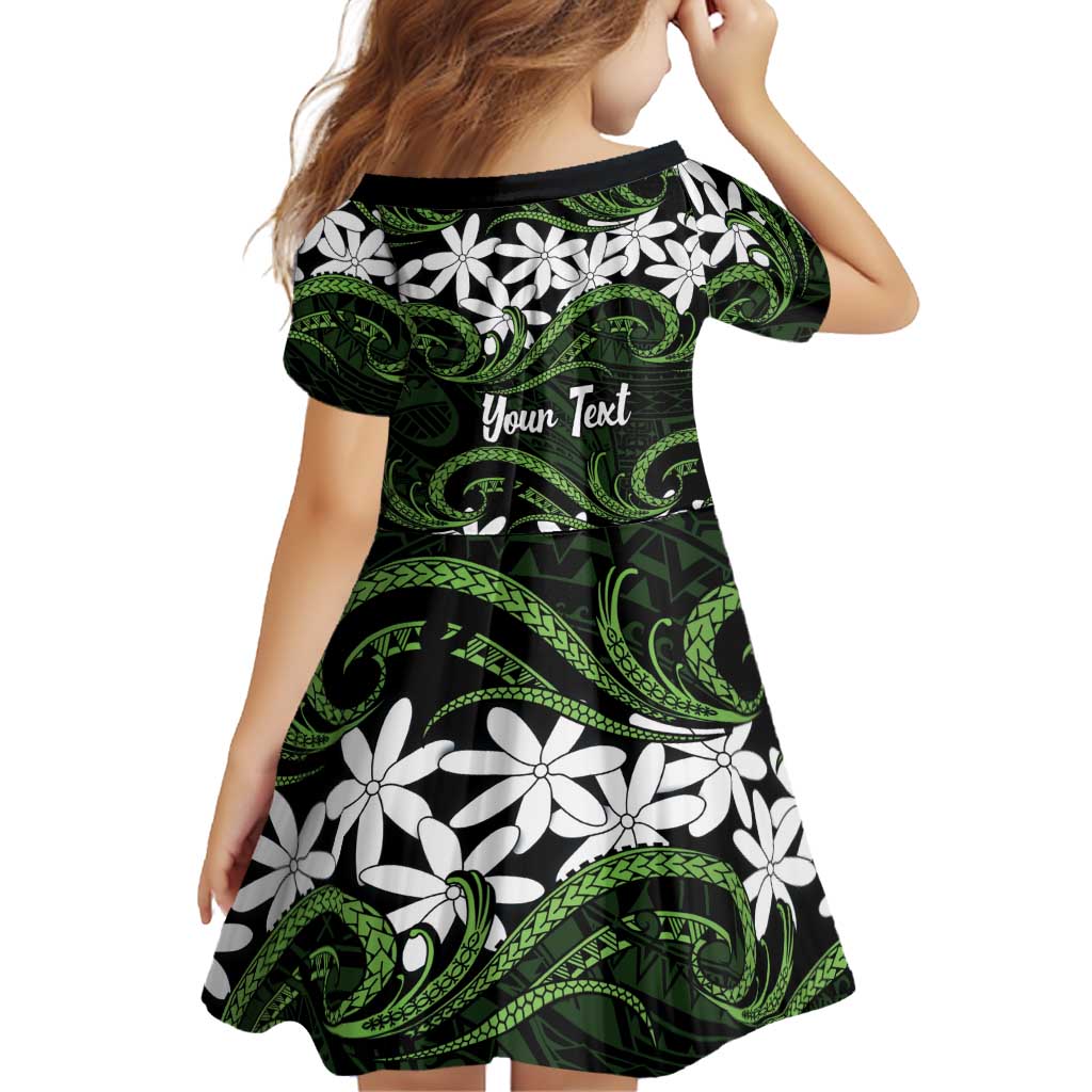 Personalised Cook Islands Palmerston Family Matching Off Shoulder Short Dress and Hawaiian Shirt Tiare Maori Polynesian Waves Tattoo LT14 - Polynesian Pride